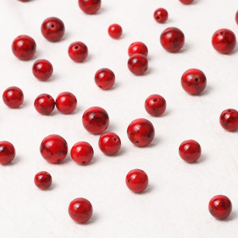 Xilitata 35pcs 10mm Red Beads Red Turquoise Bead Crystal Gemstone Beads for Bracelets  Natural Stone Beads for Jewelry Making DIY Bracelet Necklace - Image 3